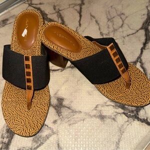 NWOT Alex Marie brown black boho thong block heel sandals 8.5
